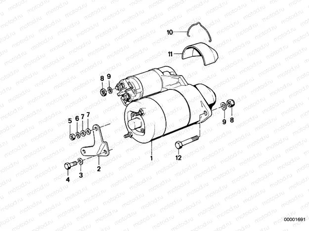 Starter mounting hardware