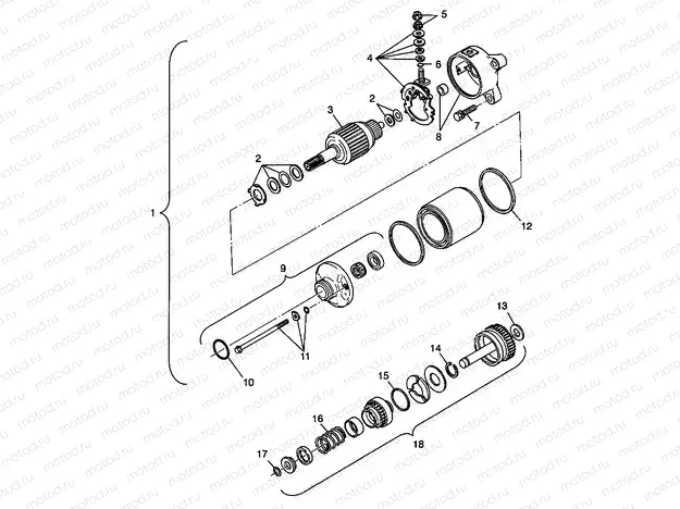 STARTING MOTOR SPORTSMAN 500 W98CH50A and W98CH50AB (4945714571E002) | STARTING MOTOR SPORTSMAN 500 W98CH50A and W98CH50AB (4945714571E002)