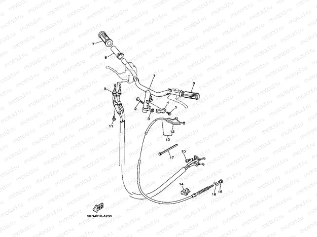 Steering handle. Cable
