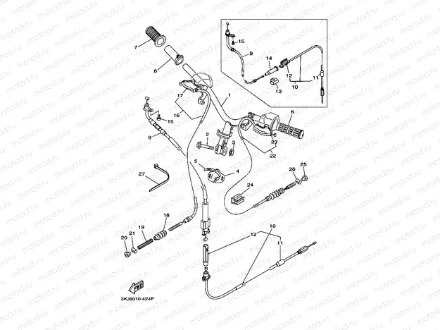 Steering handle. Cable