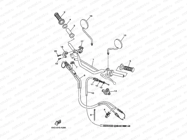 Steering handle. Cable