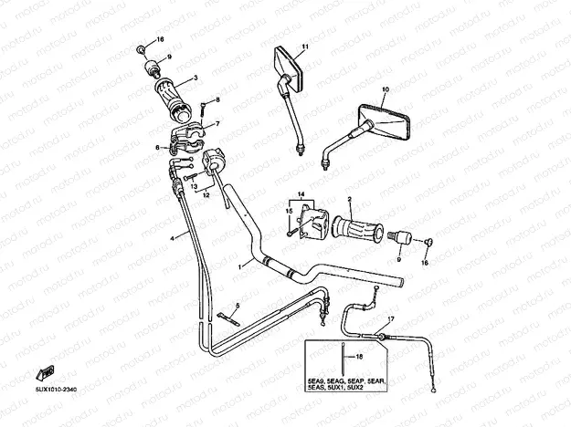 Steering handle. Cable