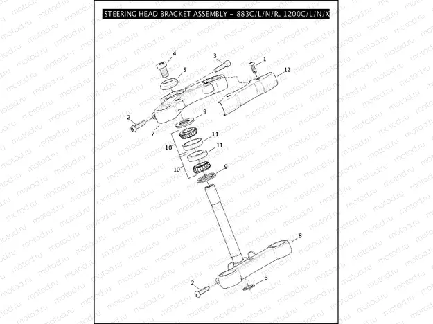 STEERING HEAD BRACKET ASSEMBLY - 883C/L/N/R, 1200C/L/N/X