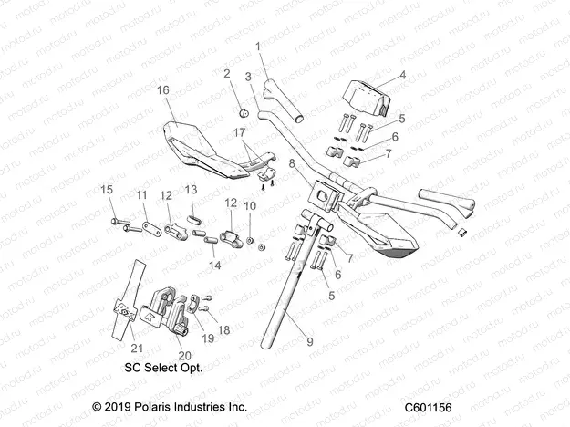 STEERING | STEERING, UPPER and HANDLEBAR ASM. - S21EDP6PS ALL OPTIONS (C601156)