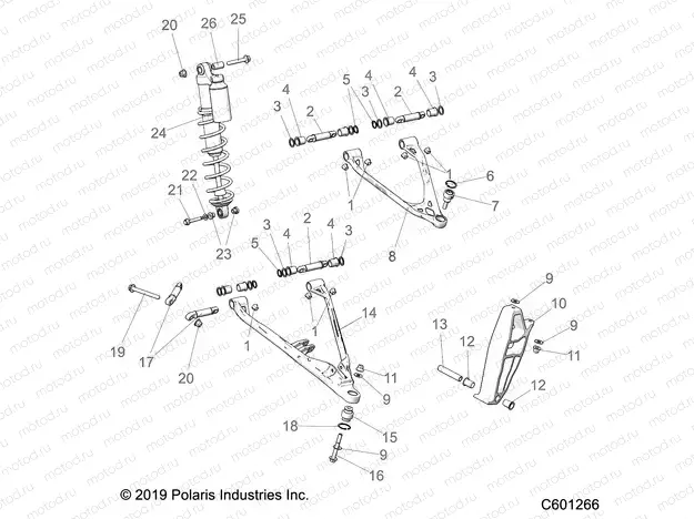 SUSPENSION | SUSPENSION, CONTROL ARMS, SPINDLE, AND SHOCK MNTG. - S20ELS8RS/8RE ALL OPTIONS (600025)