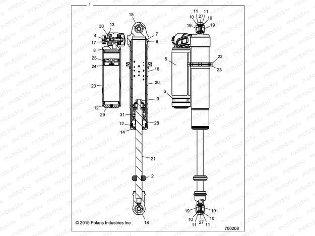 SUSPENSION | SUSPENSION, FRONT SHOCK (7044374/5) - Z15VDE99AT/AL/AV/AW/LP/EW/AO/AP/AZ/NV/NW/K99AA/AU (700208)