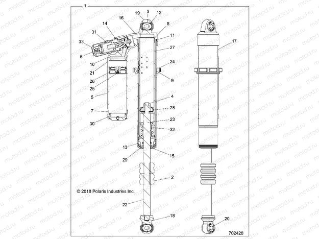 SUSPENSION | SUSPENSION, FRONT SHOCK INTERNALS - Z20PAL92AG/AP/BG/BP/LG/G92AG/AP/LG (702428)