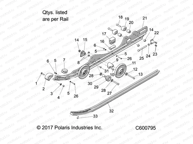 SUSPENSION | SUSPENSION, RAIL, LH/RH - S20CBA6GSL (C600795)
