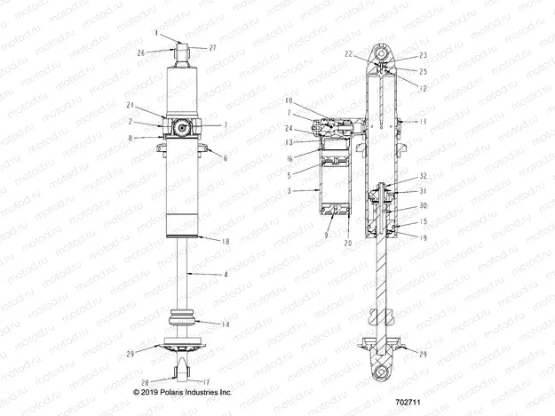 SUSPENSION | SUSPENSION, REAR SHOCK INTERNALS - G20GMD99AP/AG/BP/BG (702711)
