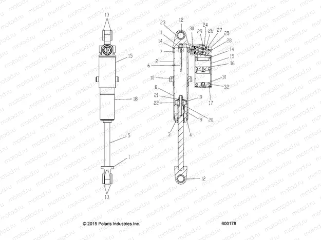 SUSPENSION | SUSPENSION, SHOCK, REAR TRACK, HI LO ADJ. (7044383) - S20DCH6PS (600178)