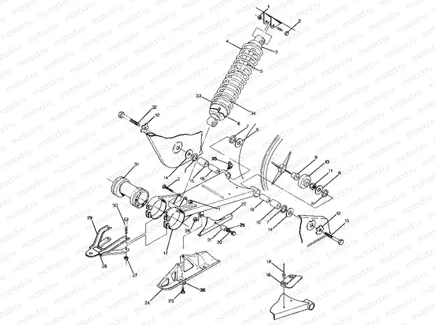 SWING ARM WELD. / REAR SHOCK ASSEMBLY Trail Boss / W928527 (4922892289021A) | SWING ARM WELD. / REAR SHOCK ASSEMBLY Trail Boss / W928527 (4922892289021A)