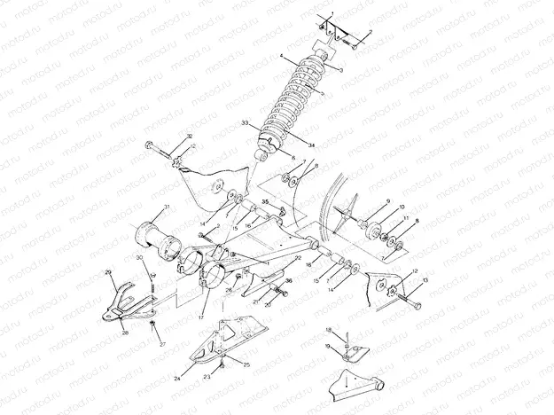 SWING ARM WLD. / REAR SHOCK ASSEMBLY 250 4x4 / W928127 (4922872287B013) | SWING ARM WLD. / REAR SHOCK ASSEMBLY 250 4x4 / W928127 (4922872287B013)