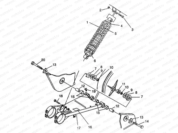 SWING ARM/SHOCK MOUNTING Magnum 6X6 - W968744 and Magnum 6X6 Swedish - S968 (4936073607C007) | SWING ARM/SHOCK MOUNTING Magnum 6X6 - W968744 and Magnum 6X6 Swedish - S968 (4936073607C007)