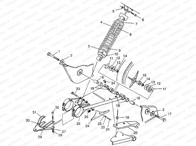 SWING ARM/SHOCK MOUNTING Trail Boss W968527 (4935883588B009) | SWING ARM/SHOCK MOUNTING Trail Boss W968527 (4935883588B009)