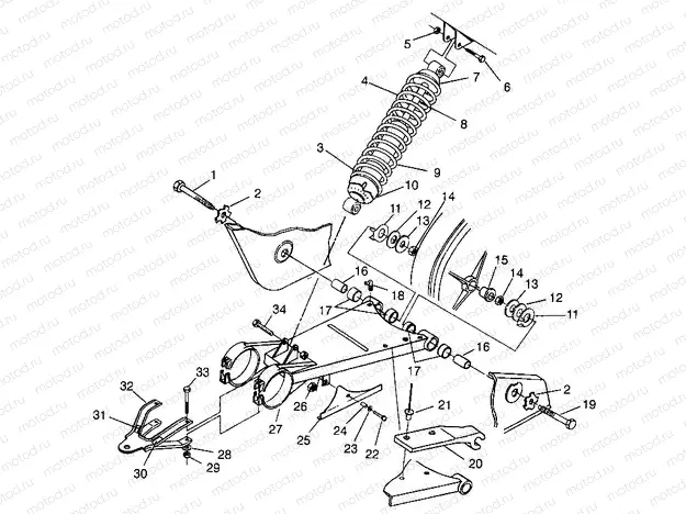 SWING ARM/SHOCK MOUNTING XPRESS 300 W969530 and XPRESS 400 W969540 (4935923592C004) | SWING ARM/SHOCK MOUNTING XPRESS 300 W969530 and XPRESS 400 W969540 (4935923592C004)