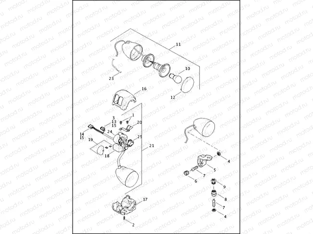 SWITCHES, HANDLEBAR AND TURN SIGNALS, RIGHT, FRONT