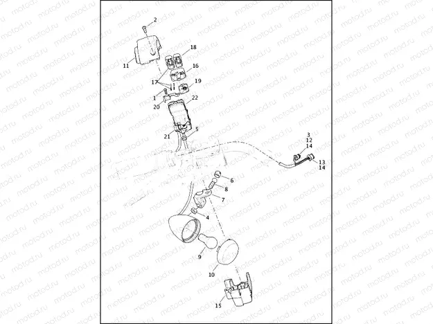 SWITCHES, HANDLEBAR AND TURN SIGNALS, RIGHT, FRONT