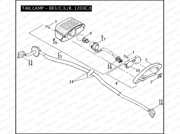 TAIL LAMP - 883/C/L/R, 1200C/L/R