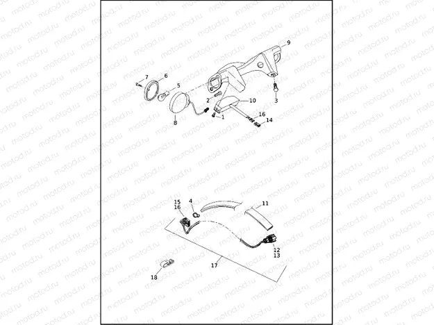TAIL LAMP AND TURN SIGNALS, REAR - FLHR