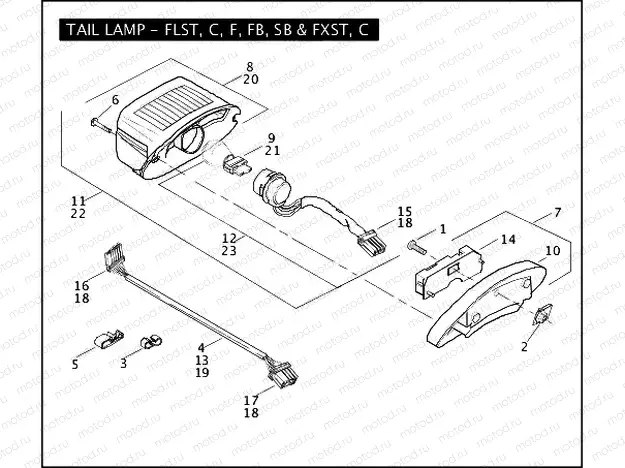 TAIL LAMP - FLST, C, F, FB, SB & FXST, C