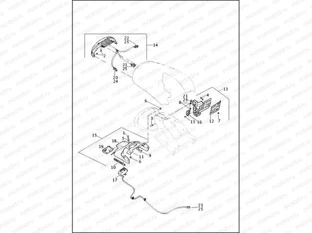 TAIL LAMP, TURN SIGNALS REAR, AND LICENSE PLATE BRACKET - VRSCF
