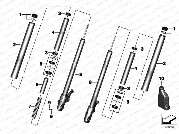 Telescopic fork, single parts