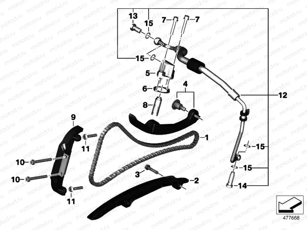 Timing chain/Chain tensioner/Slide rail