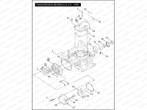 TRANSMISSION BEARINGS & COVERS (2 OF 2)
