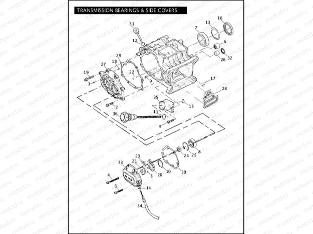 TRANSMISSION BEARINGS & SIDE COVERS