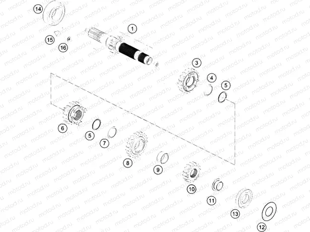 TRANSMISSION I - MAIN SHAFT|Engine|33
