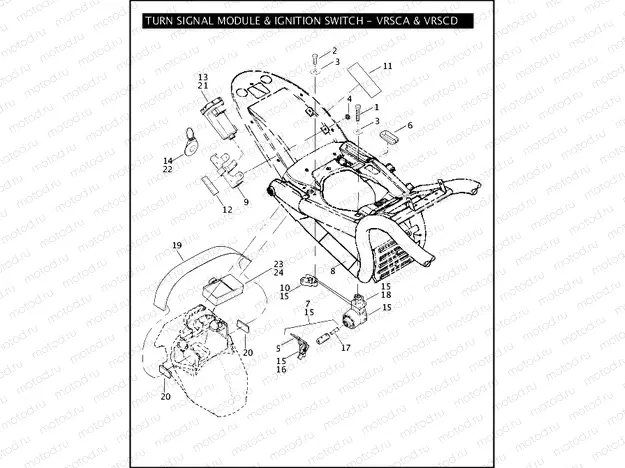 TURN SIGNAL MODULE & IGNITION SWITCH - VRSCA & VRSCD