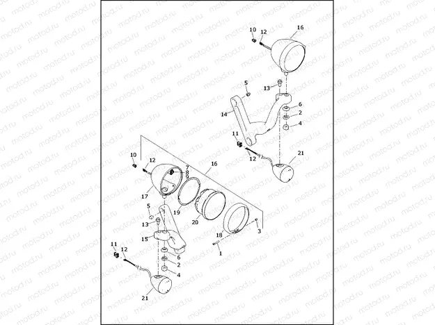 TURN SIGNALS, FRONT AND HEADLAMPS - FLHTCUTG (HDI, ENGLAND, CHINA)