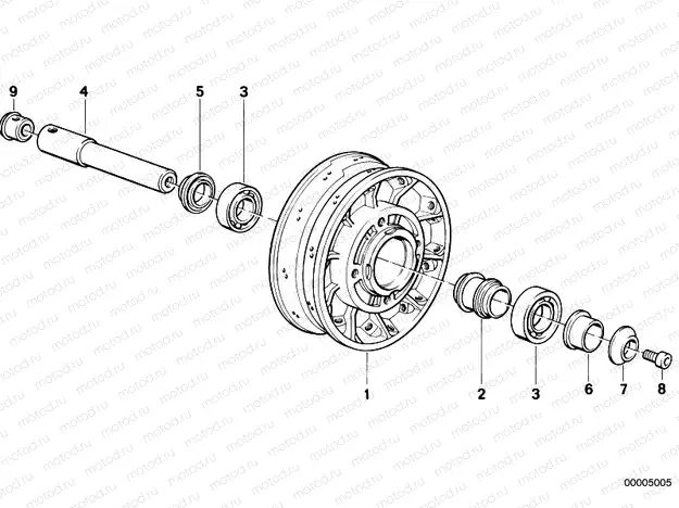 Wheel hub mounting parts front