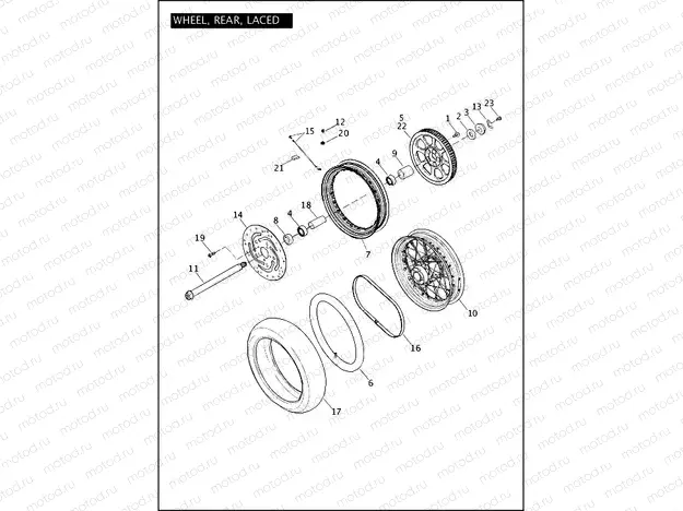 WHEEL, REAR, LACED