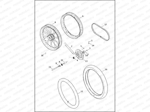 WHEELS, FRONT, LACED - 1200C/CB/CP/V/X