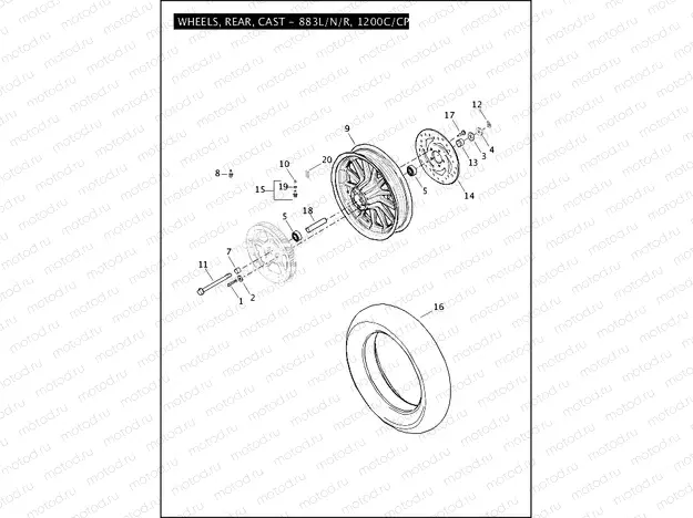 WHEELS, REAR, CAST - 883L/N/R, 1200C/CP