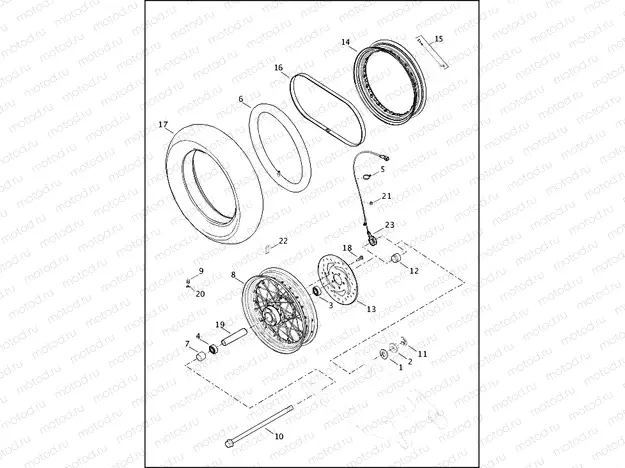 WHEELS, REAR, LACED - 1200C/CB/CP/V/X