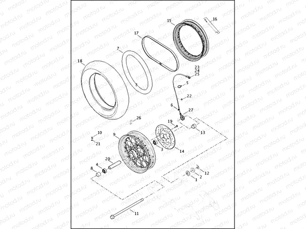 WHEELS, REAR, LACED - XL1200C, XL1200CB, XL1200CP, XL1200V