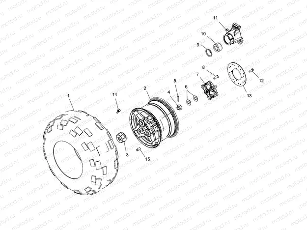 WHEELS | WHEELS, REAR TIRE and BRAKE DISC - A17SES57CL/EL (49ATVWHEELREAR15570SP)