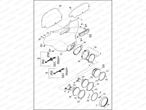 WINDSHIELD, FAIRING AND HEADLAMP - FLHT, FLHTK, FLHX AND FLHXS (2 OF 2)