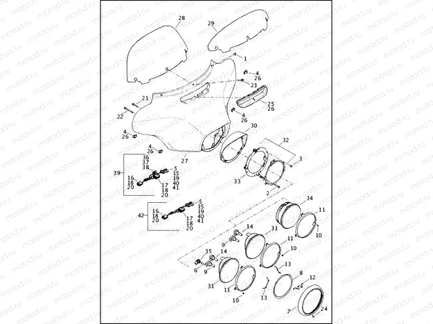 WINDSHIELD, FAIRING AND HEADLAMP - FLHTCU, FLHTCUL, FLHTK, FLHTKL, FLHX AND FLHXS (1 OF 2)