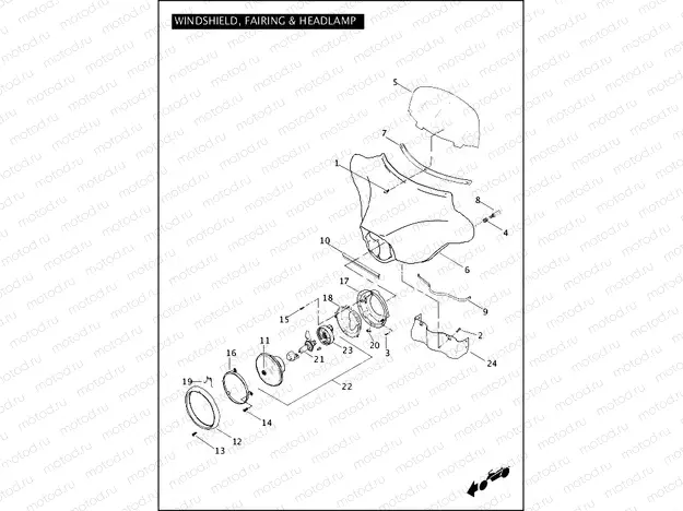 WINDSHIELD, FAIRING & HEADLAMP