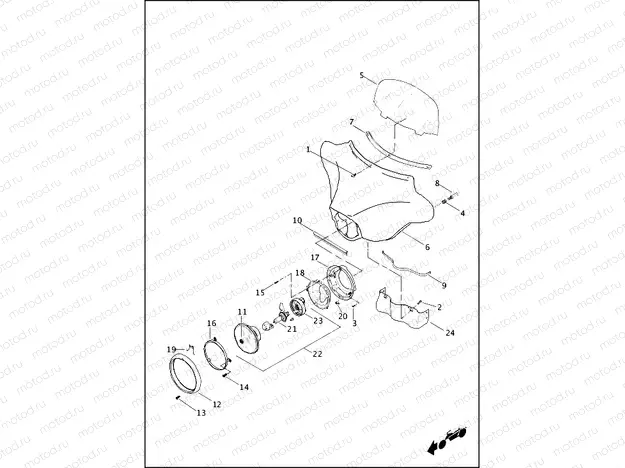 WINDSHIELD, FAIRING & HEADLAMP