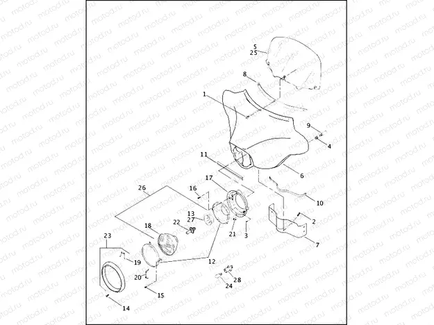 WINDSHIELD, FAIRING & HEADLAMP - FLHT MODELS