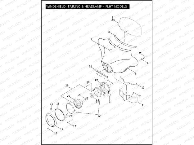 WINDSHIELD, FAIRING & HEADLAMP - FLHT MODELS