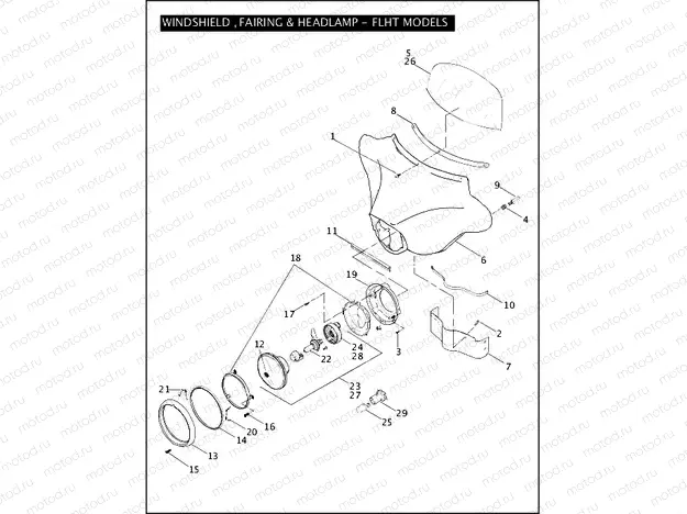 WINDSHIELD, FAIRING & HEADLAMP - FLHT MODELS