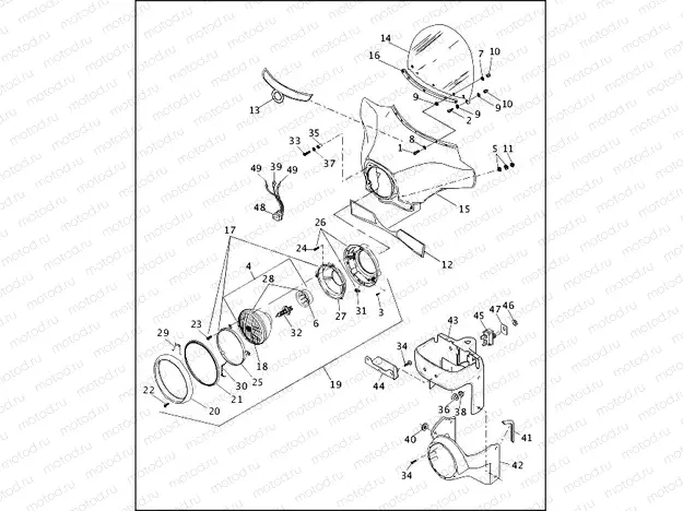 WINDSHIELD, FAIRING, HEADLAMP & NACELLE - FLHTC & FLHS (1 OF 2)