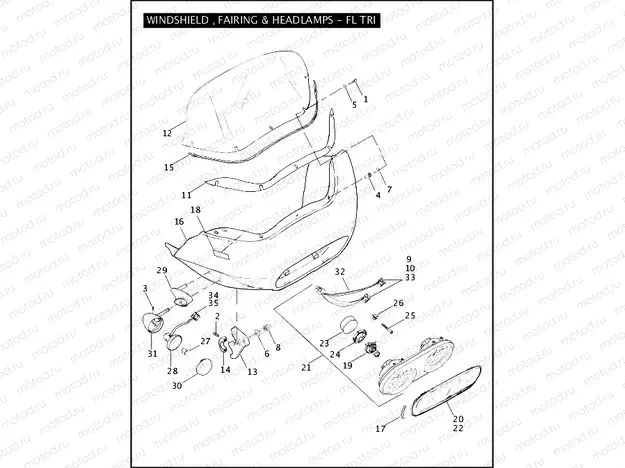 WINDSHIELD, FAIRING & HEADLAMPS - FLTRI