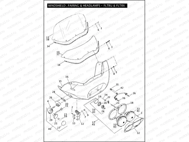 WINDSHIELD, FAIRING & HEADLAMPS - FLTRU & FLTRX
