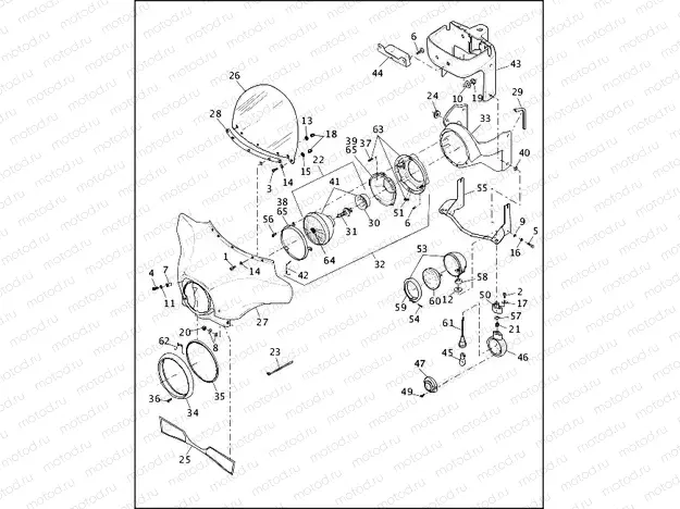 WINDSHIELD FAIRING & LAMPS - FLHTP (1 OF 2)